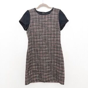 Banana Republic Womens Dress Size 8 Black Plaid Tweed Mini Office Chic Parisian